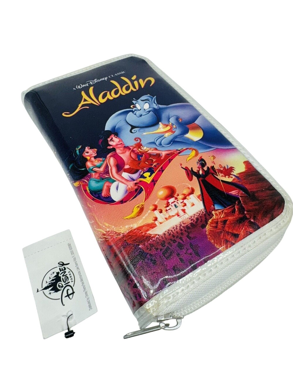 NEW ALADDIN Black Diamond VHS Movie Disney Parks Zip Around Wallet Clutch Bag